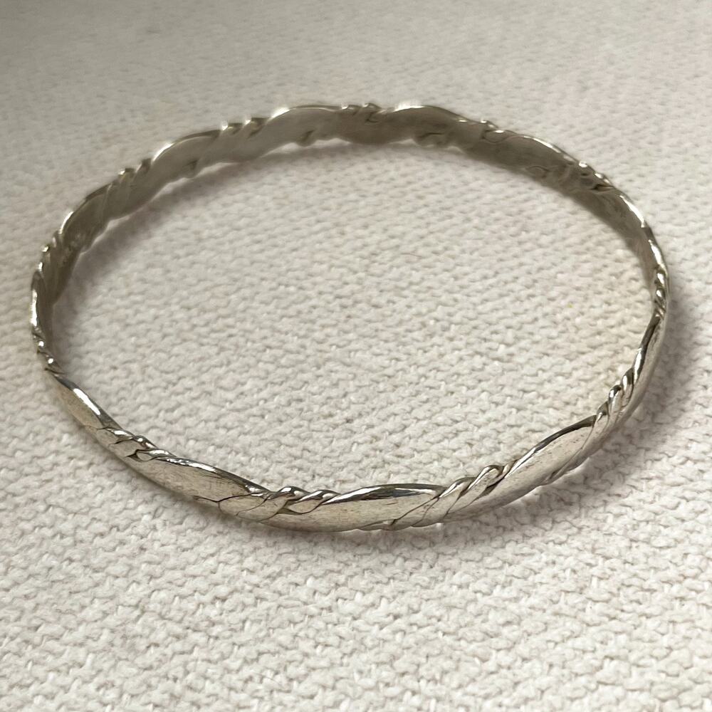 Vintage Taxco Mexico Sterling Silver‎ Bracelet Flat Twist Minimalist Modern